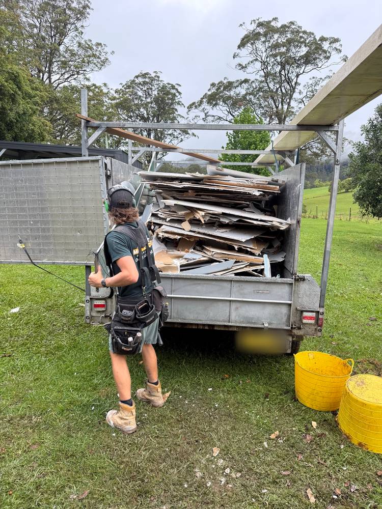 Trailer loaded with old plasterboard, ready for the tip